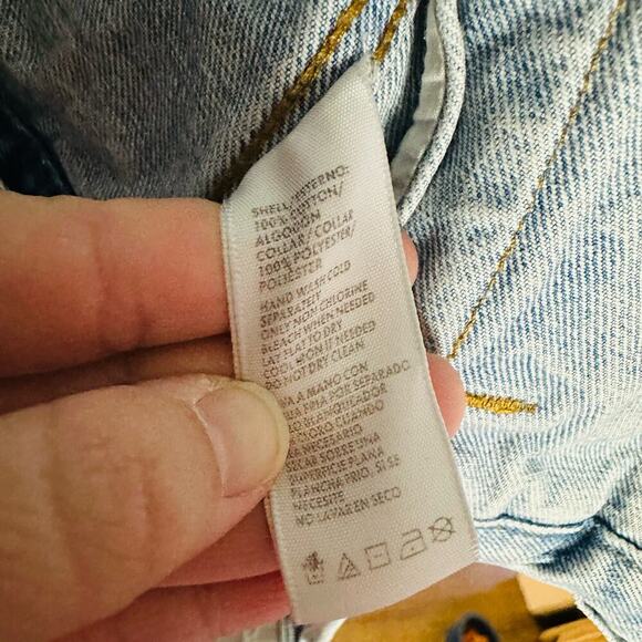 Rebecca Minkoff Light Blue Faux Fur Collar Clark Studded Denim Jacket Size XS - Picture 12 of 13